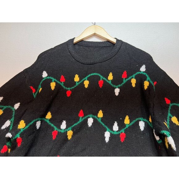 Chicwish Christmas Lights Holiday Sweater Black Multicolor Pullover Womens - Picture 3 of 10